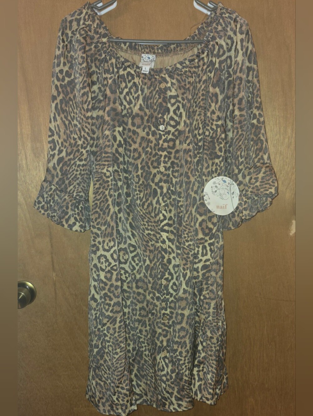 NWT naïf Leopard Print Off-the-Shoulder Tunic Dress